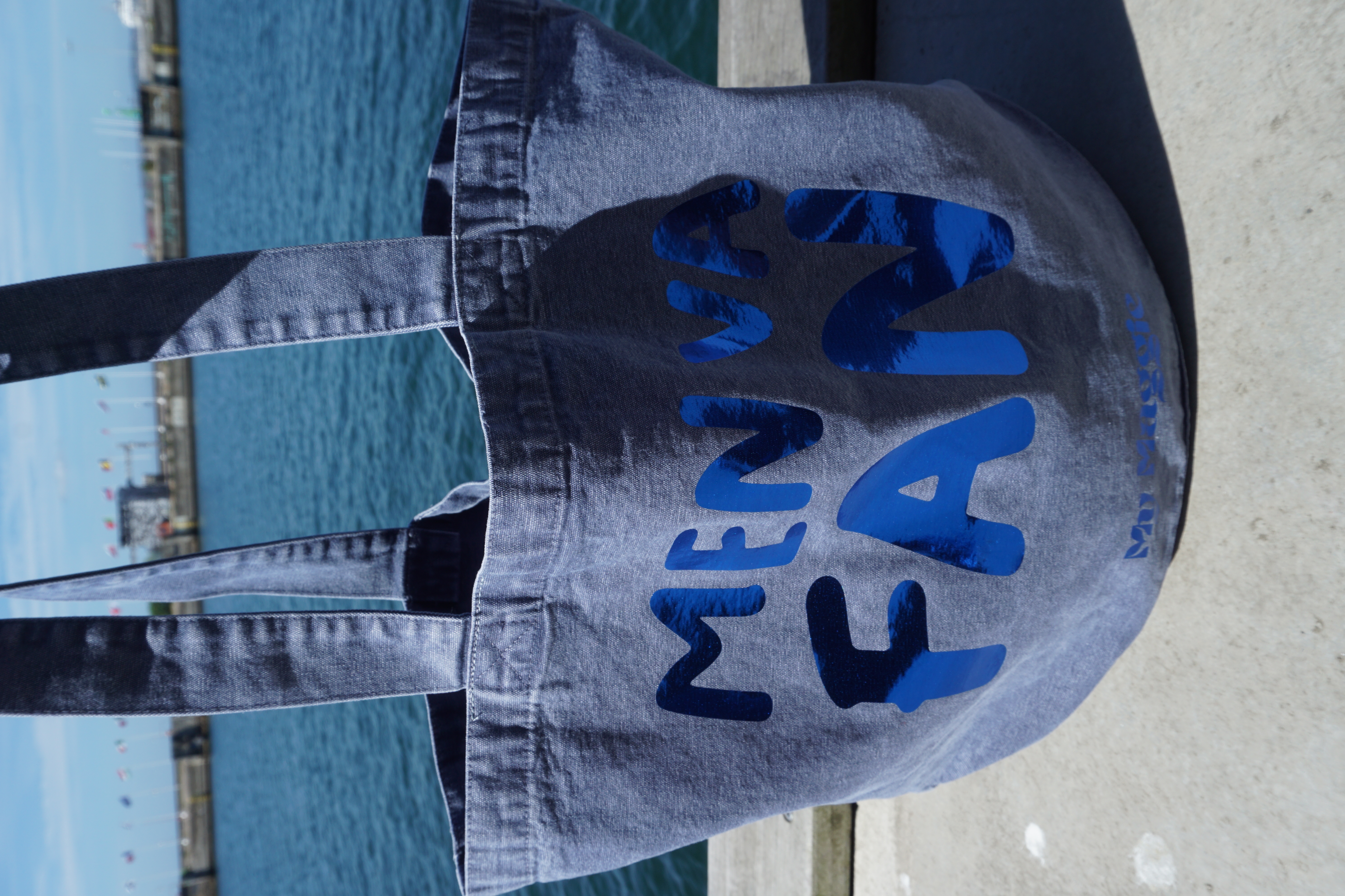 Tote bag jeans with blue metallic - 2