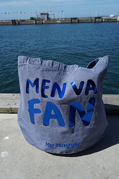 Tote bag jeans with blue metallic