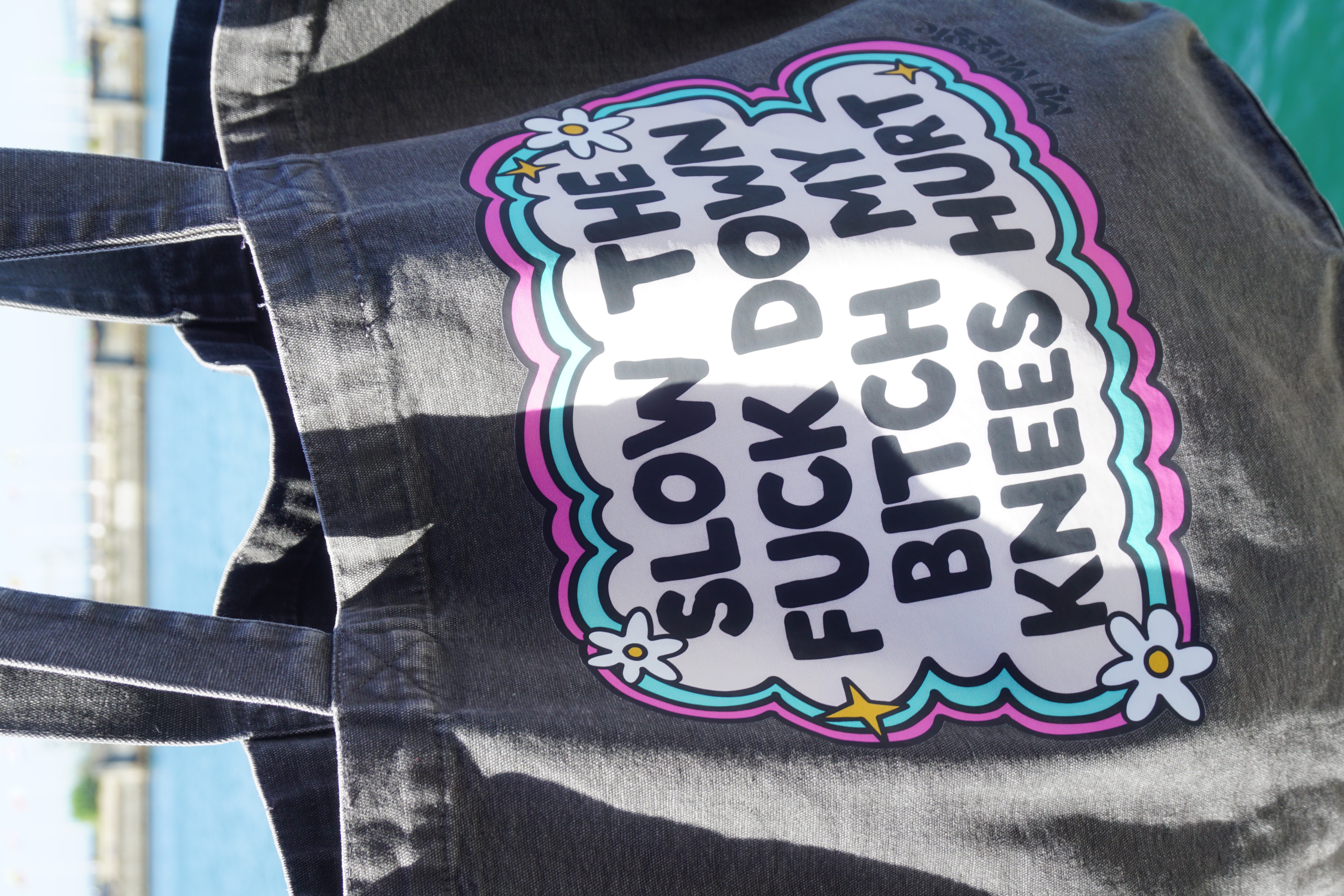 Tote bag black "slow the f down" - 2