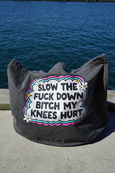 Tote bag black "slow the f down"