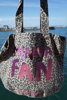 Tote bag leopard with dark pink metallic