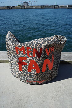Tote bag leopard with red metallic