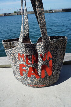 Tote bag leopard with red metallic
