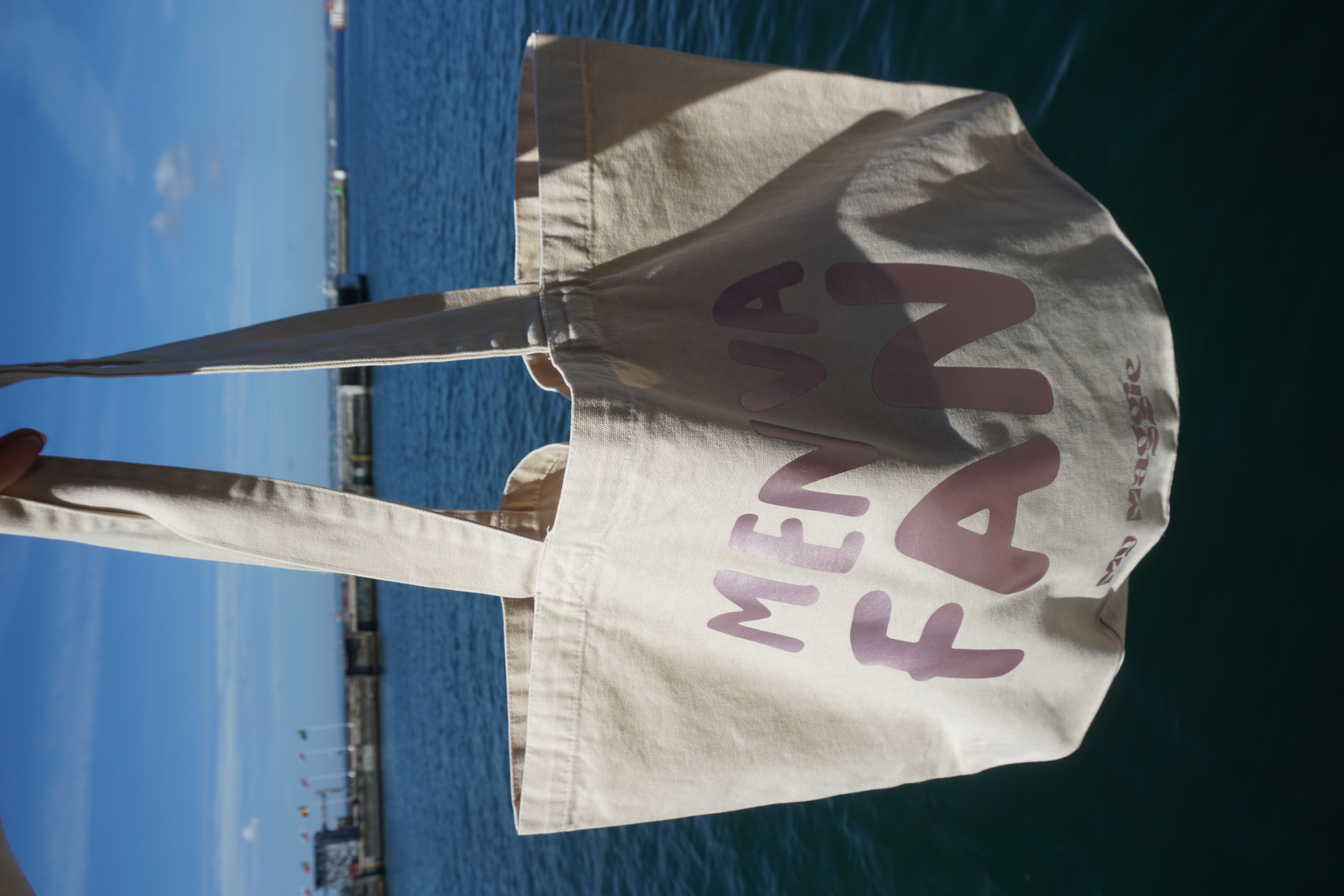 Tote bag beige with light pink metallic