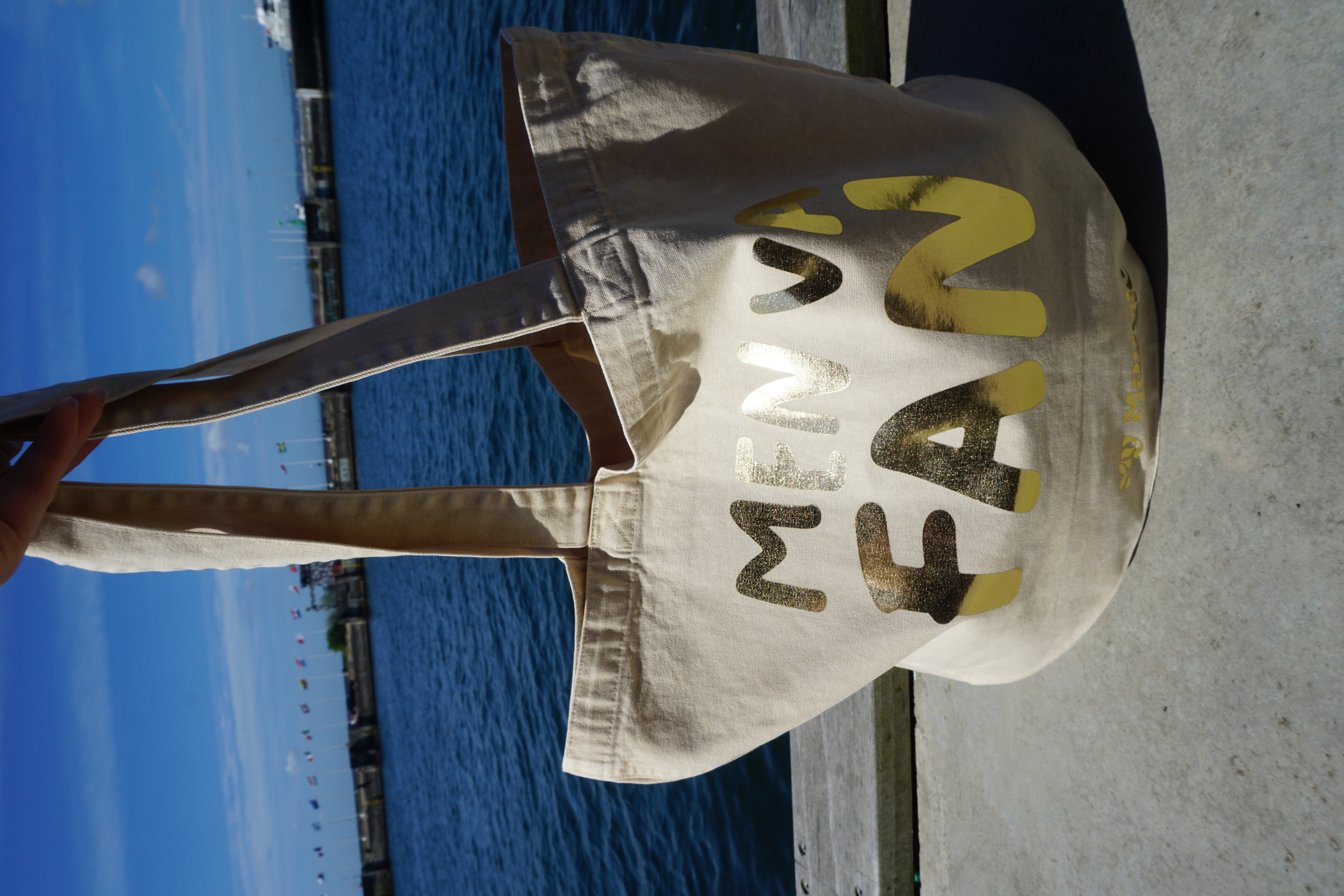 Tote bag beige with gold