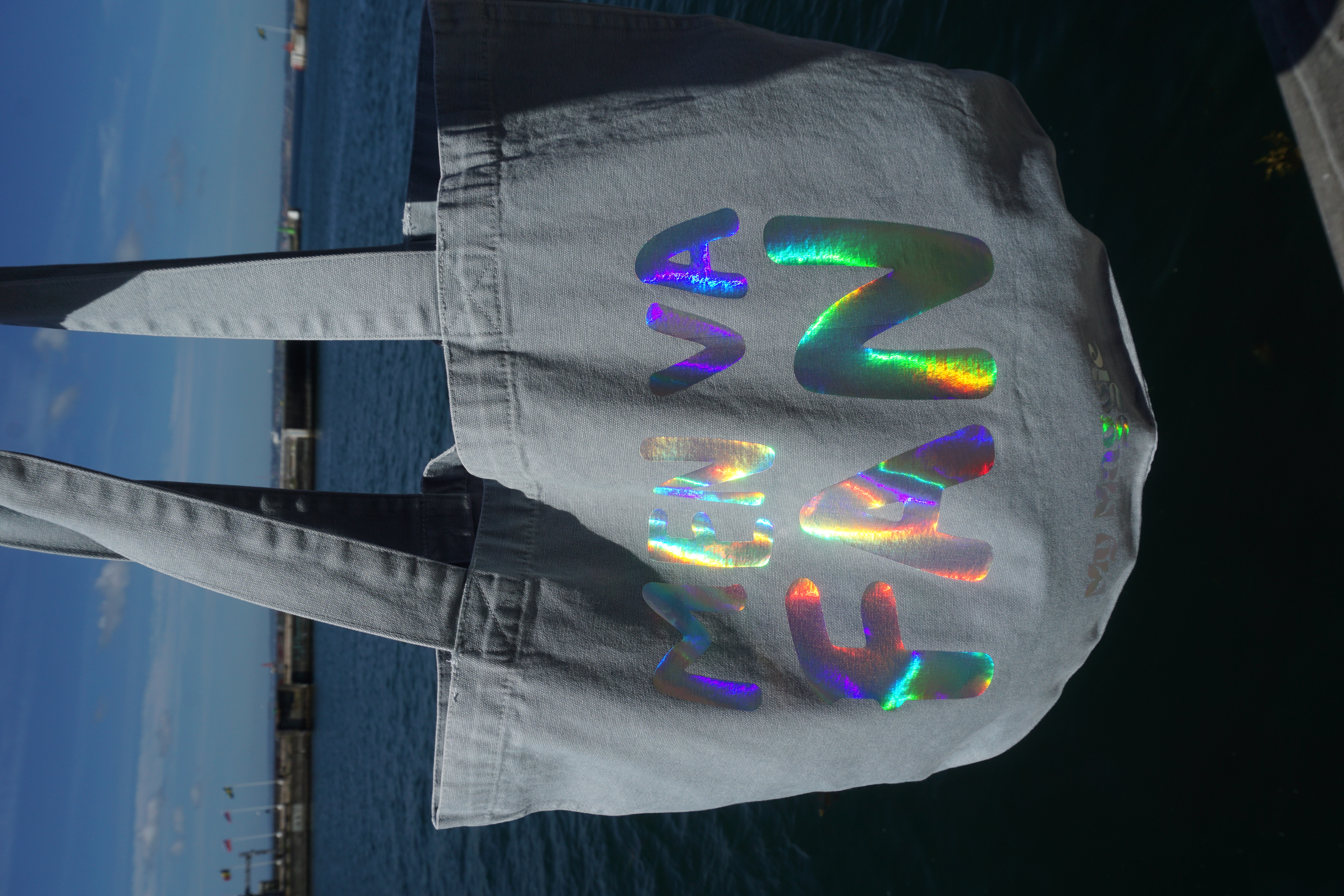 Tote bag light blue holo print - 2