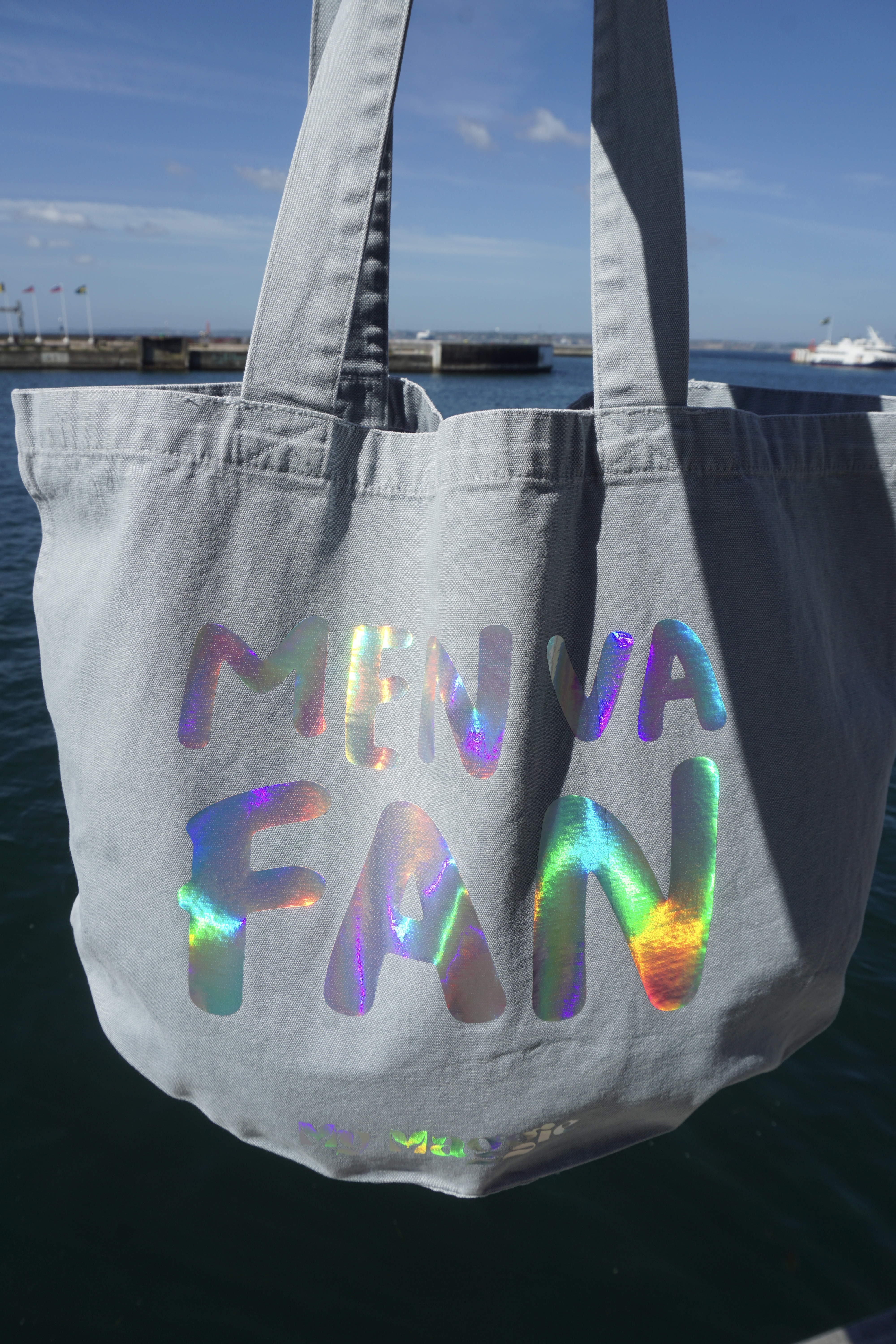 Tote bag light blue holo print