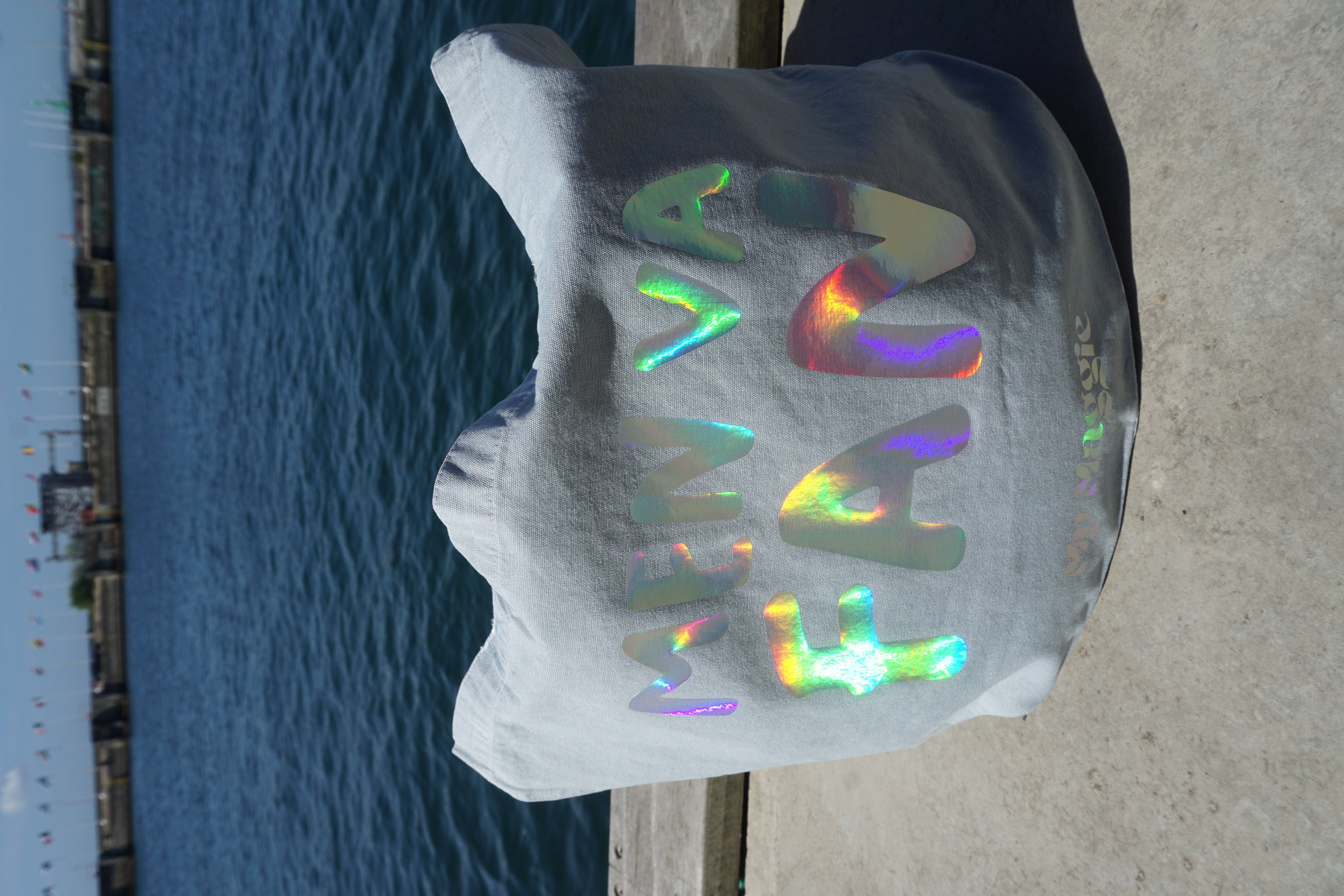 Tote bag light blue holo print - 3