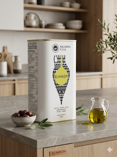 Kalamata P.D.O. ( Skyddad Ursprungsbeteckning) olivolja extra jungfru ELINIKON (500ml)
