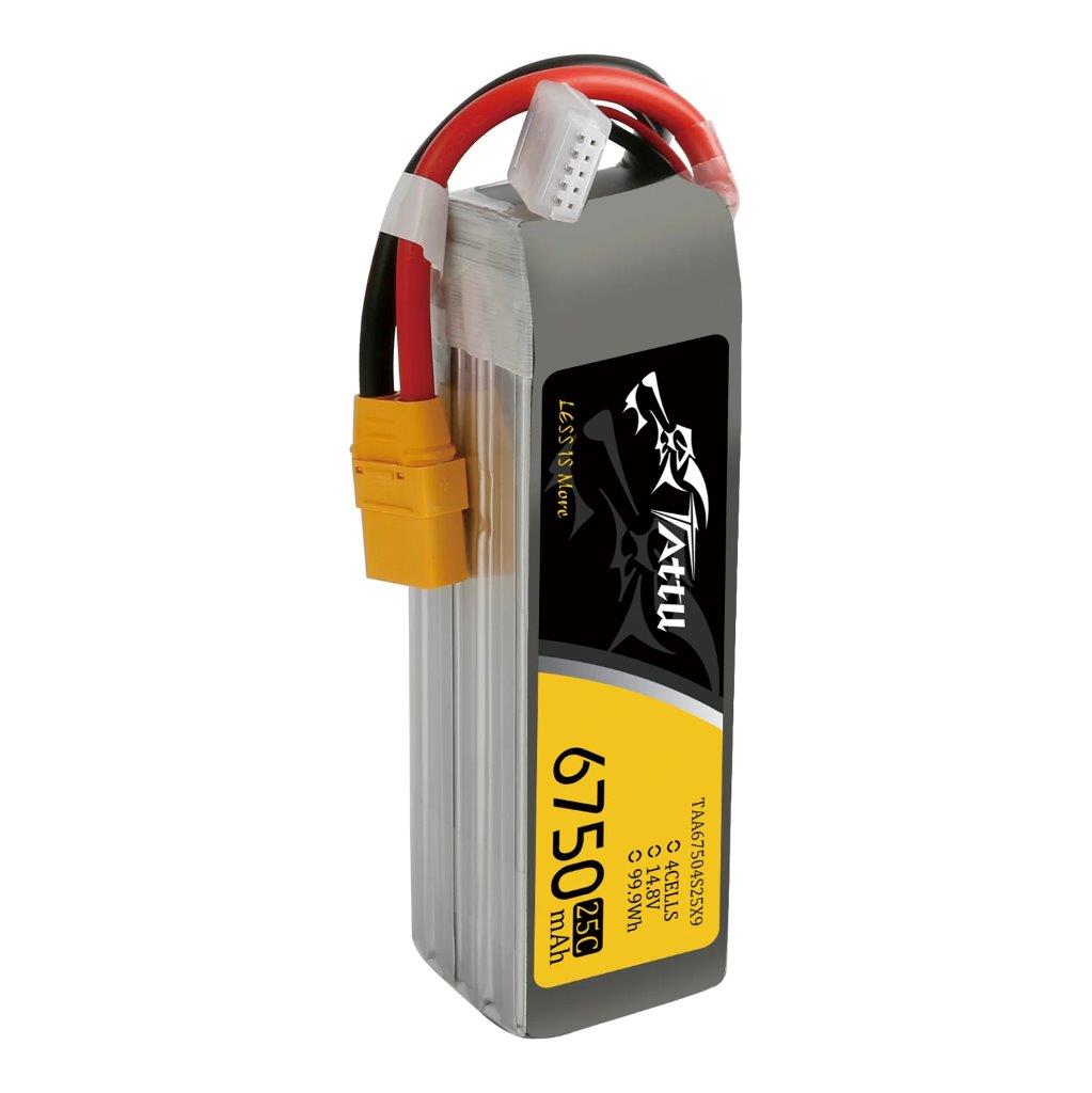 GensAce Tattu 6750mAh 14.8V 25C 4S1P Lipo Battery with XT90 - 4