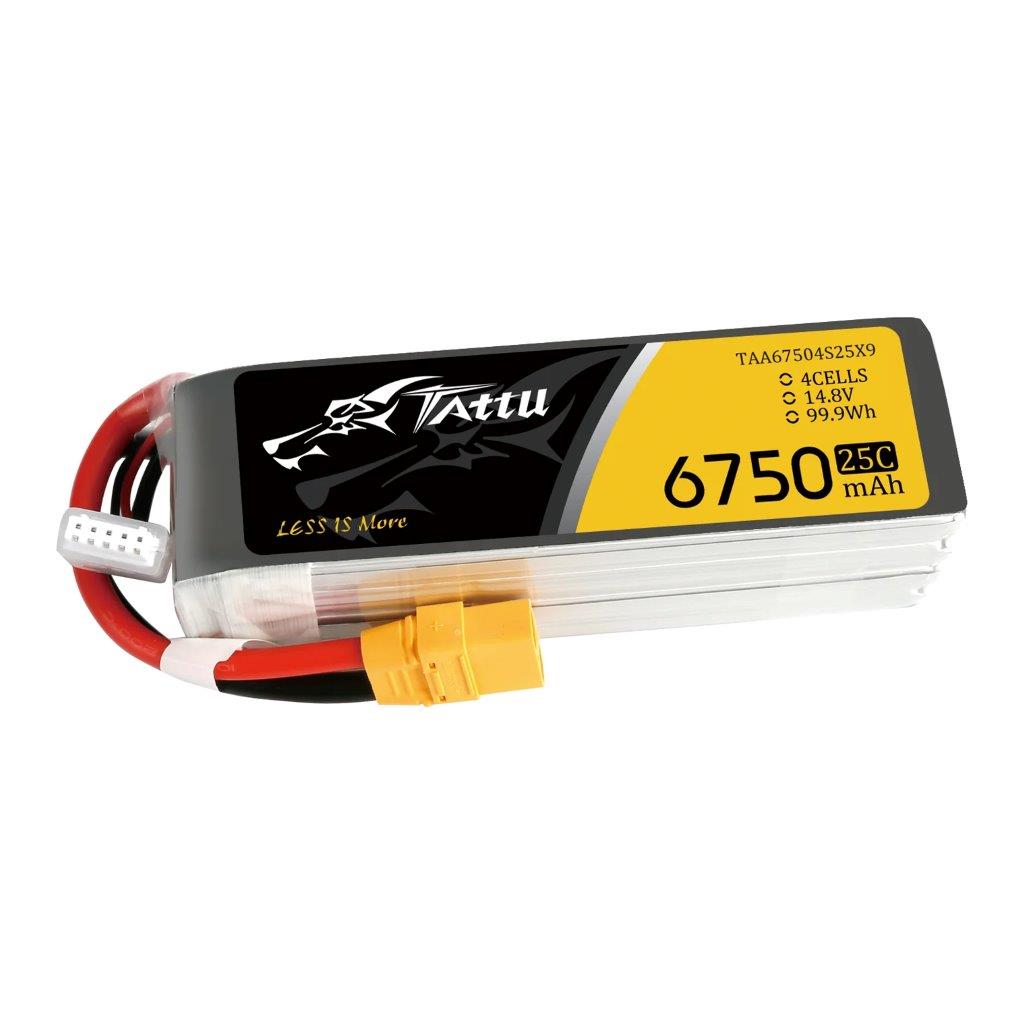 GensAce Tattu 6750mAh 14.8V 25C 4S1P Lipo Battery with XT90