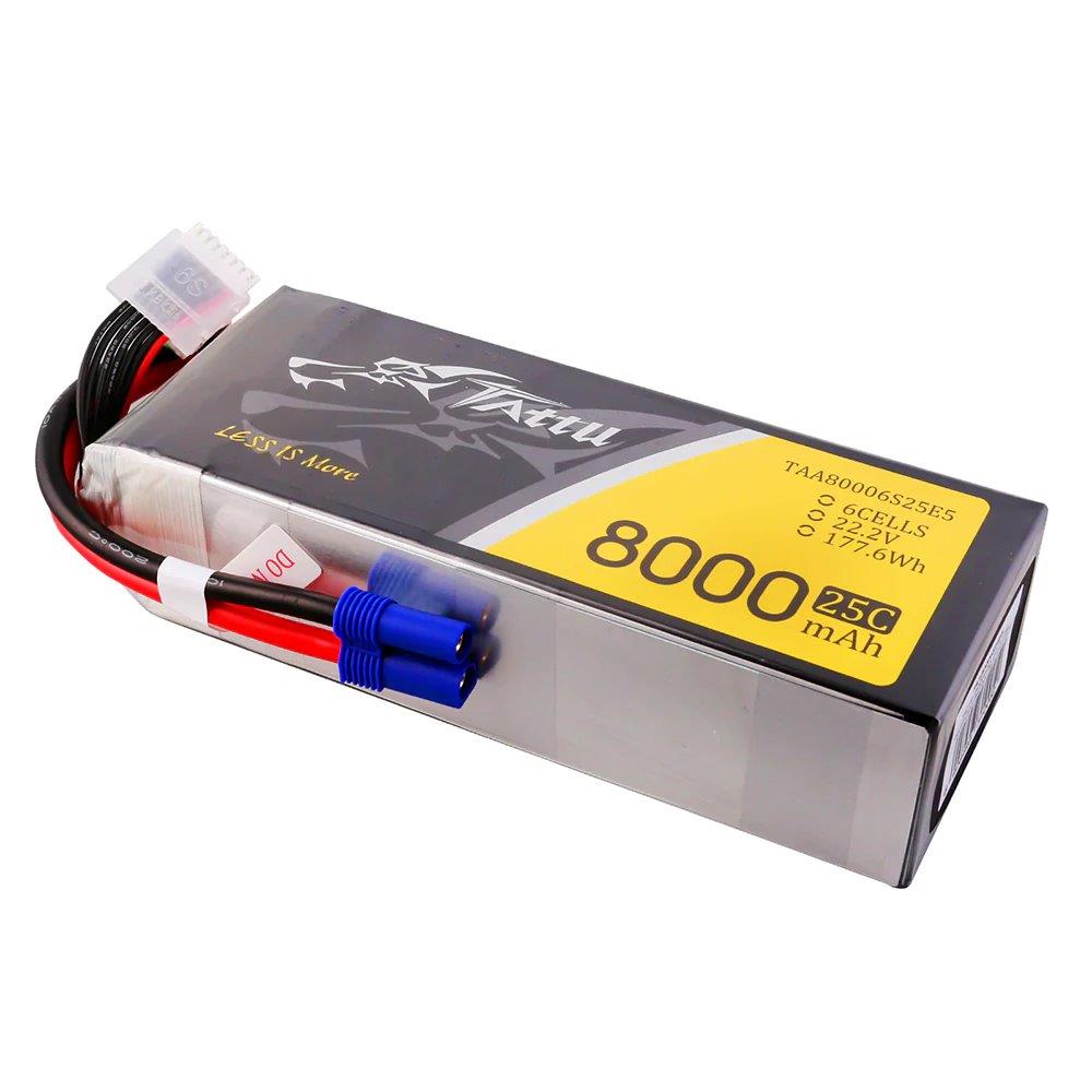 GensAce Tattu 8000mAh 22.2V 25C 6S1P Lipo Battery Pack with EC5 - 2