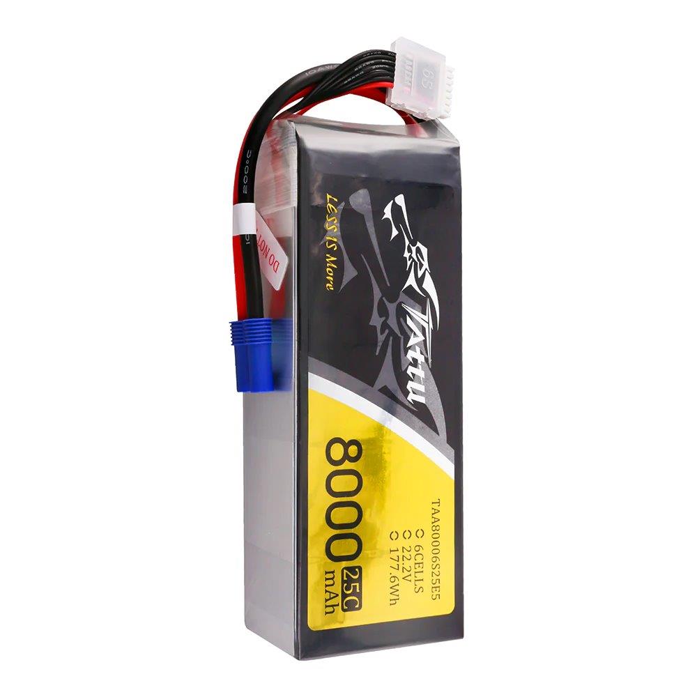 GensAce Tattu 8000mAh 22.2V 25C 6S1P Lipo Battery Pack with EC5 - 4
