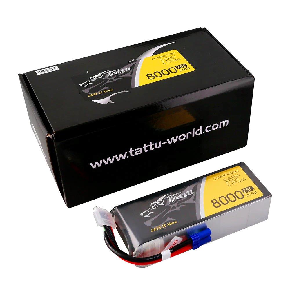 GensAce Tattu 8000mAh 22.2V 25C 6S1P Lipo Battery Pack with EC5 - 5