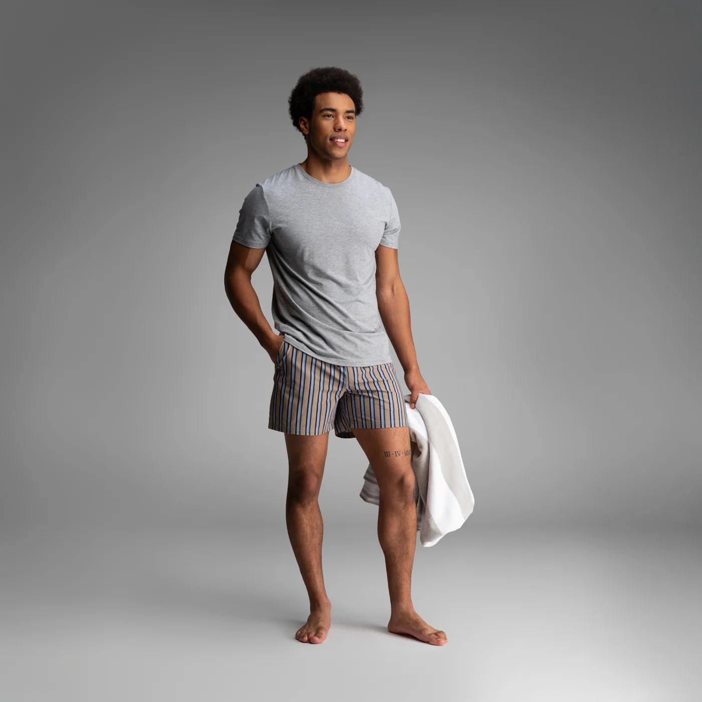 AGUA WAVE SWIM SHORT 2N1 - 5IN STRIPE-BEIGE - 3