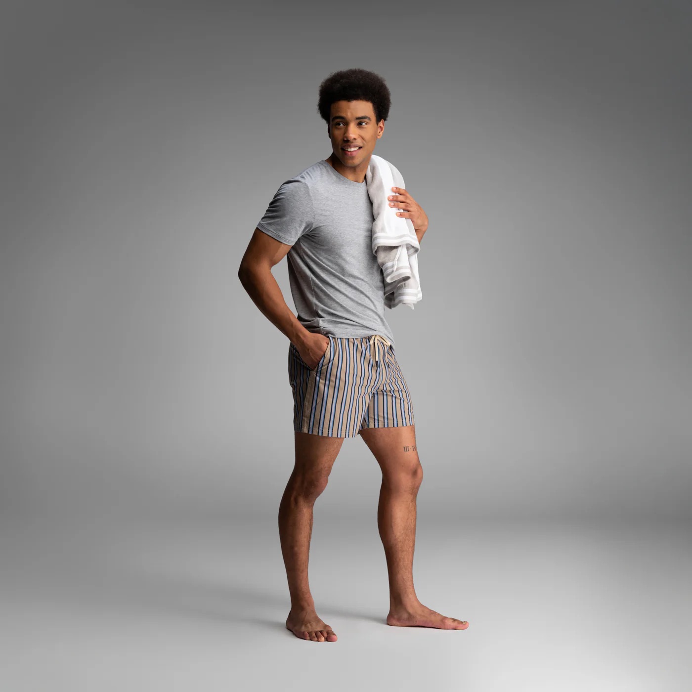 AGUA WAVE SWIM SHORT 2N1 - 5IN STRIPE-BEIGE - 9