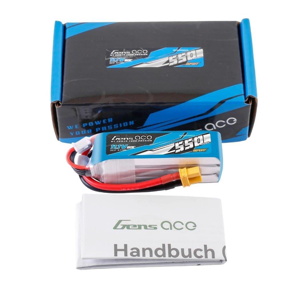 GensAce 550mAh 11.1V 80C 3S1P Lipo Battery Pack with XT30 Plug - 5