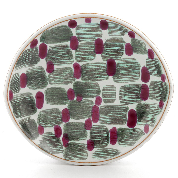 Mari Simmulson (Djungel 1953) Oval Bowl with Green/Cerise Decor 18 cm #4102 (7)