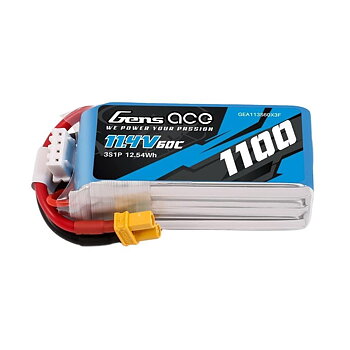GensAce 1100mAh 11.4V 60C 3S1P Lipo Battery Pack with XT30-plug