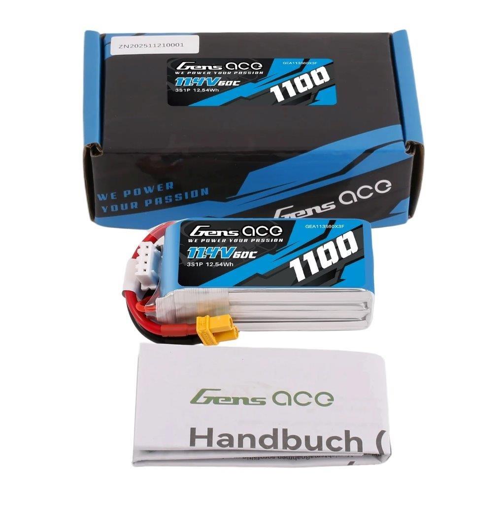 GensAce 1100mAh 11.4V 60C 3S1P Lipo Battery Pack with XT30-plug - 5