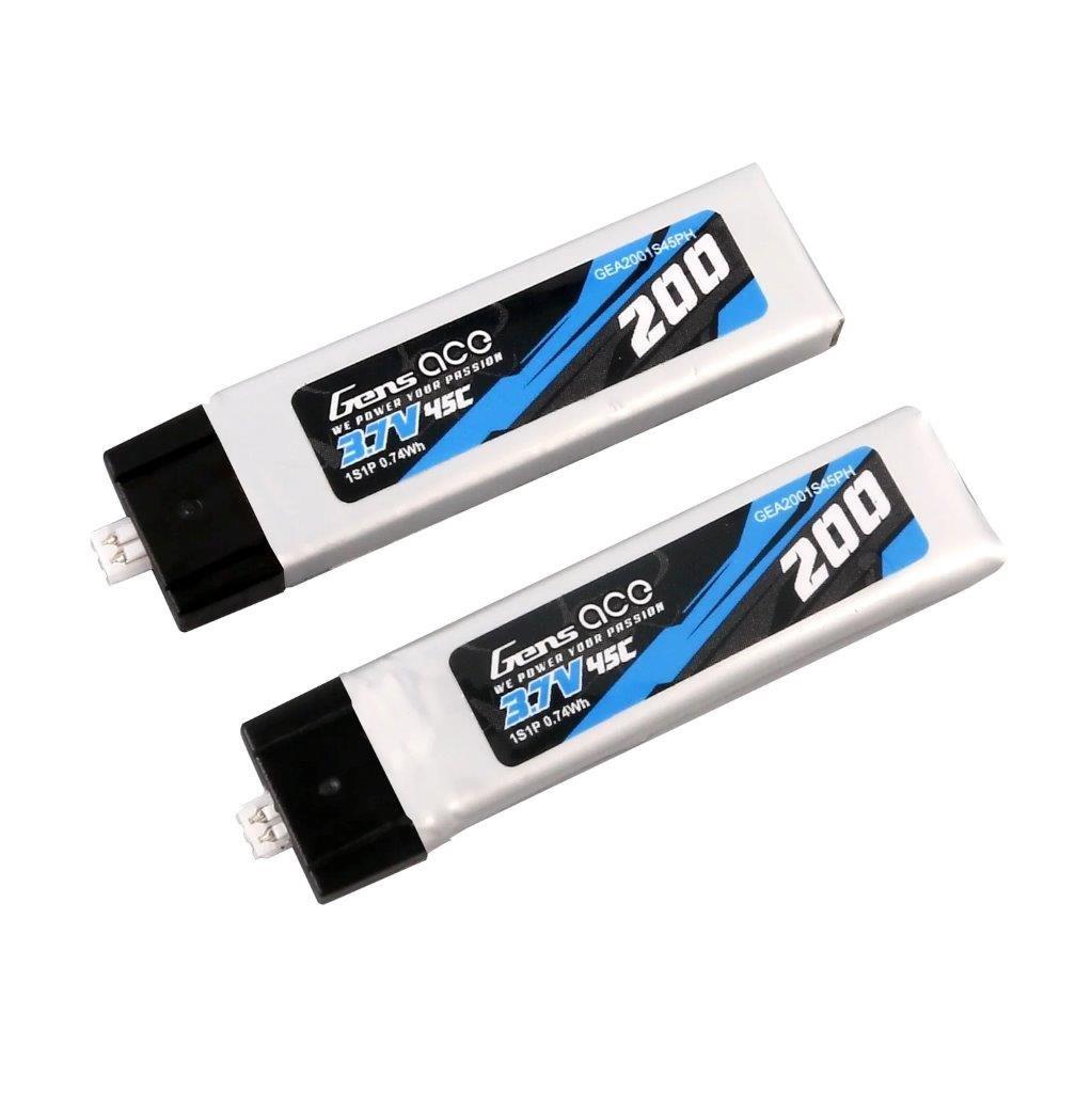GensAce 200mAh 3.7V 45C 1S1P Lipo Battery (2pcs)