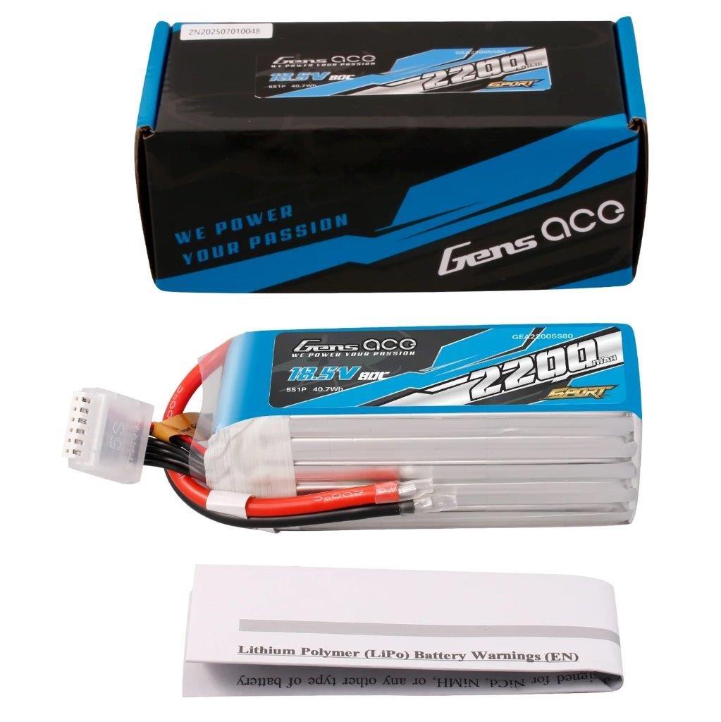 GensAce 2200mAh 18.5V 80C 5S1P Lipo Battery Pack ( F5B / F2B ) - 5