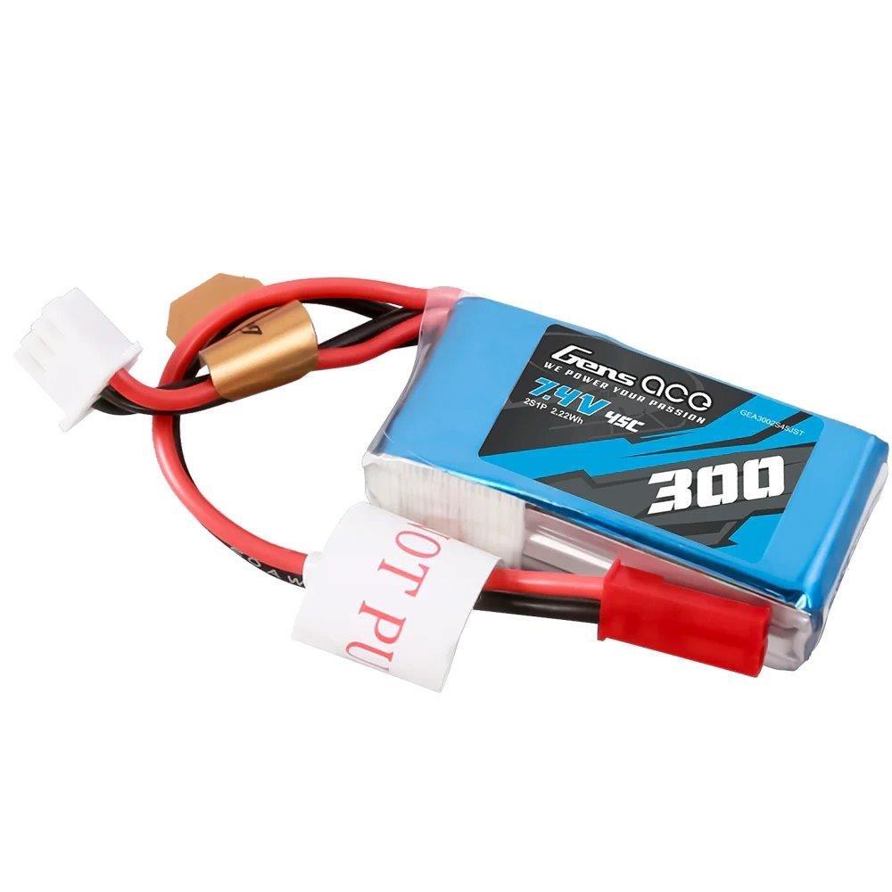 GensAce 300mAh 7.4V 45C 2S1P Lipo Battery Pack with JST-SYP Plug - 2