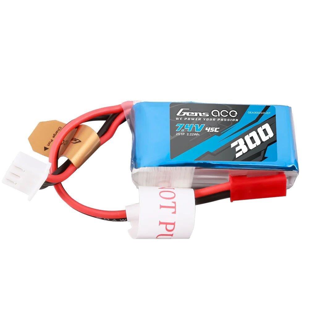 GensAce 300mAh 7.4V 45C 2S1P Lipo Battery Pack with JST-SYP Plug