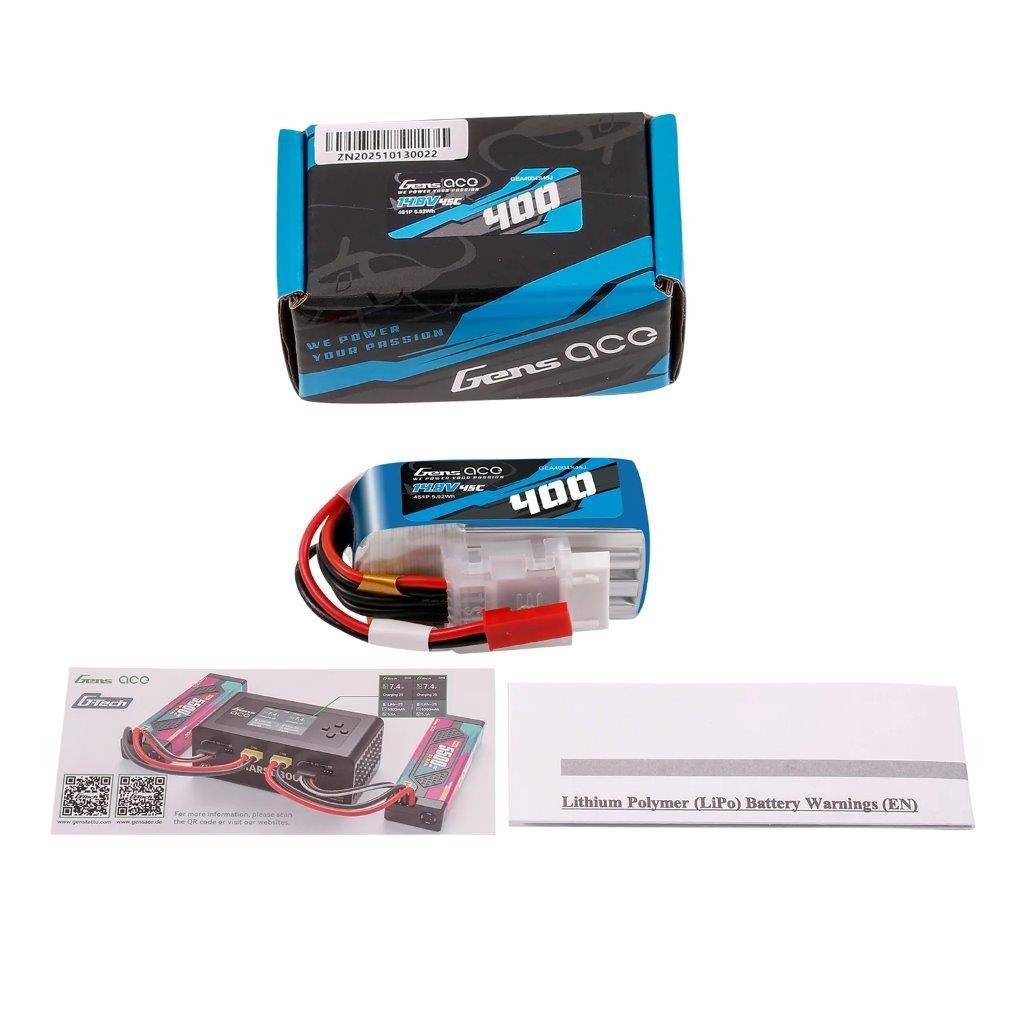GensAce 400mAh 4S 14.8V 45C Lipo Battery with JST-SYP Plug - 5