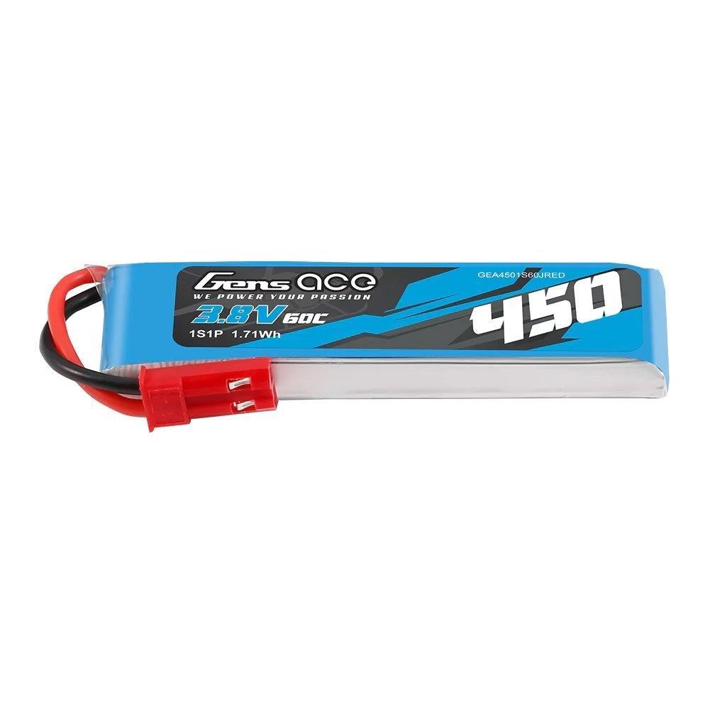GensAce 450mAh 3.8V 60C 1S1P Lipo Battery Pack with JST-SYP Plug