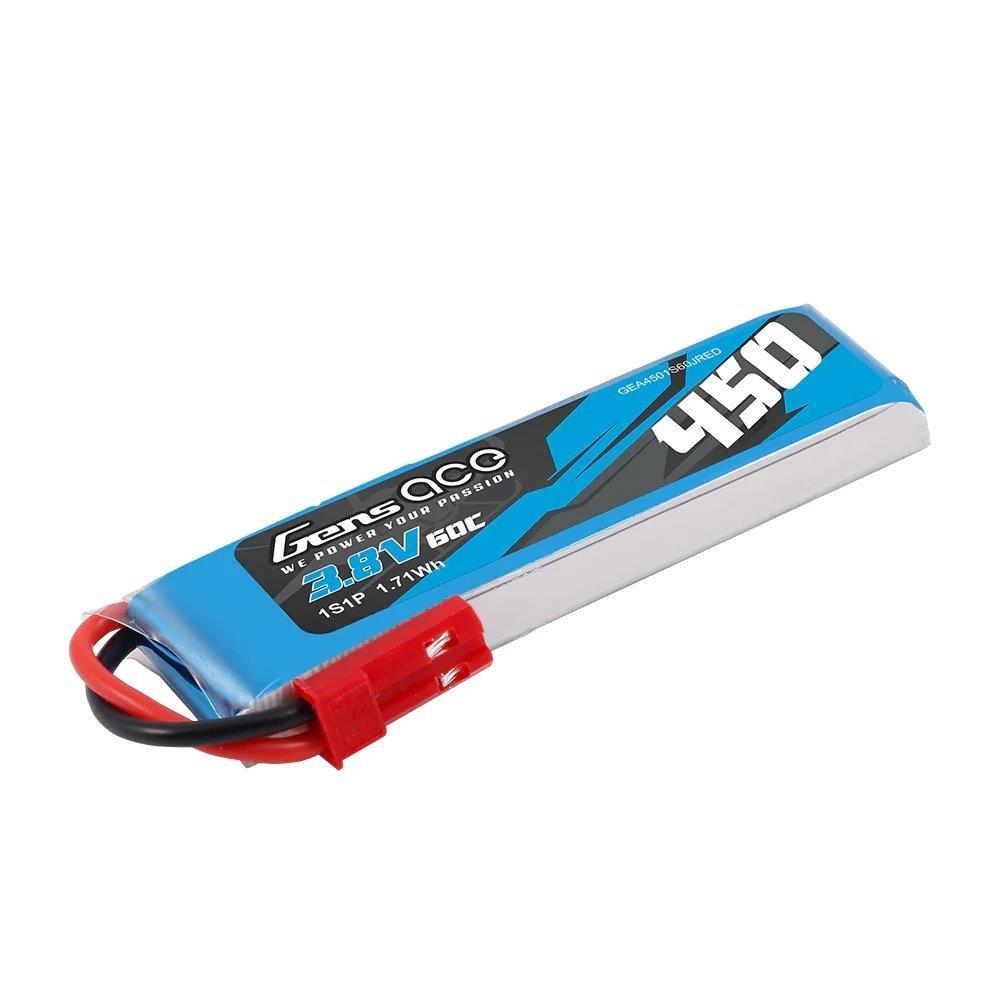 GensAce 450mAh 3.8V 60C 1S1P Lipo Battery Pack with JST-SYP Plug - 2