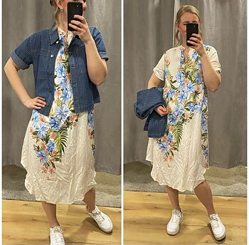 MdcDina beige klänning med blommor
