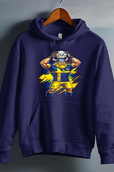 Sverige Fotboll Barn Hoodie: "Viking" - Marinblå - Storlek 3-14 år