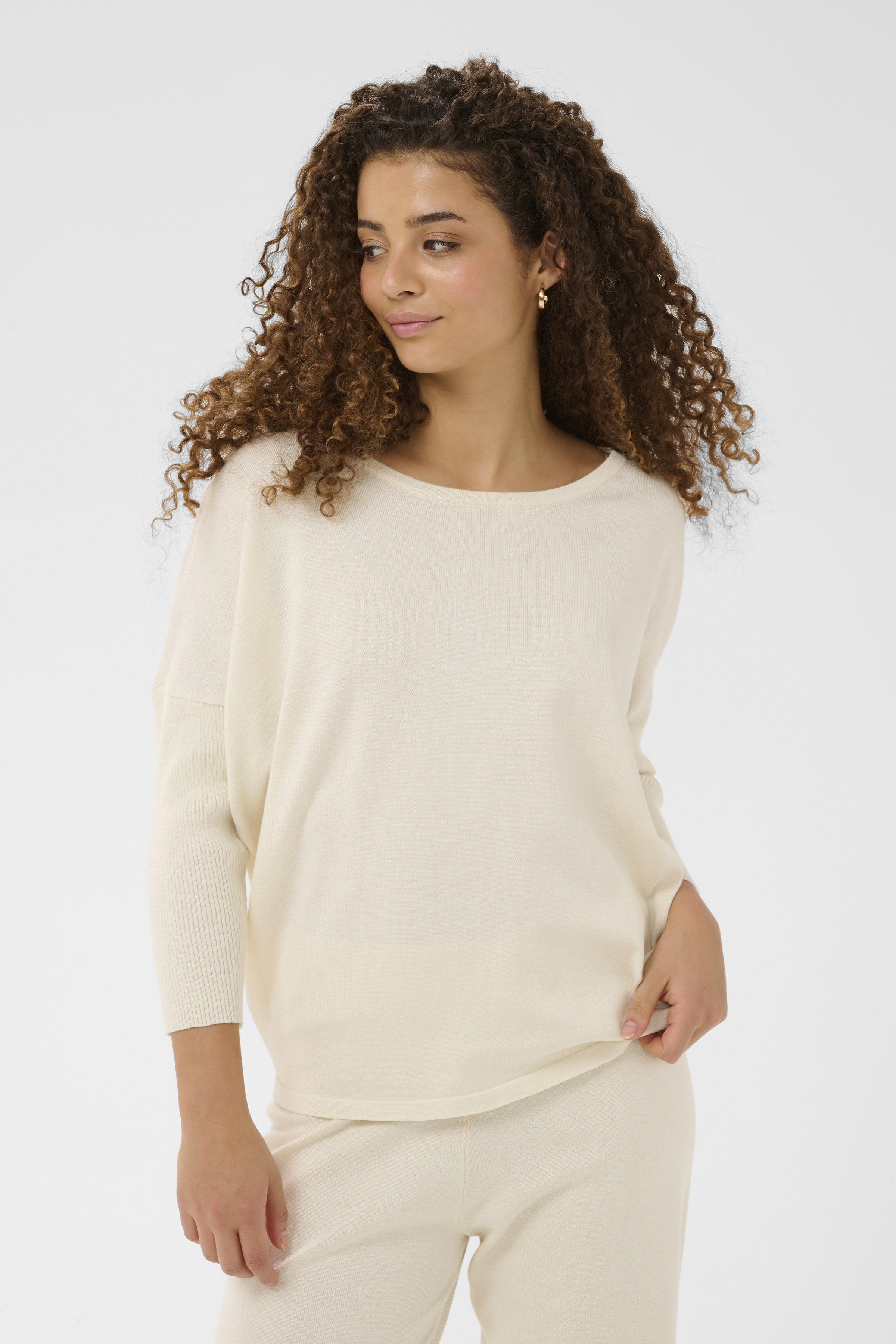 MilaSZ R-Neck Pullover Seedpearl Melange - 6