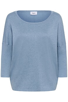 MilaSZ R-Neck Pullover Blue Shadow Melange