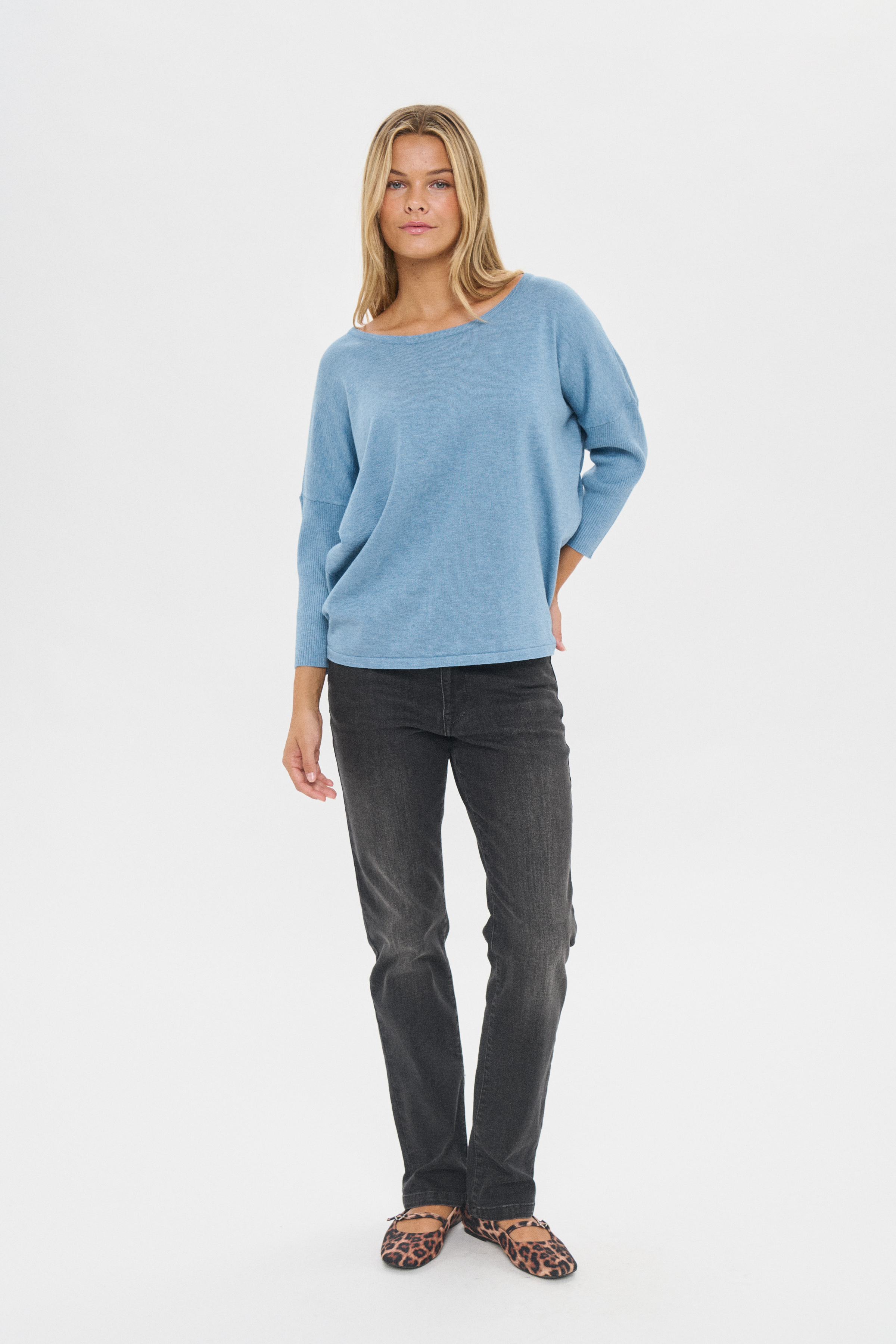 MilaSZ R-Neck Pullover Blue Shadow Melange - 4