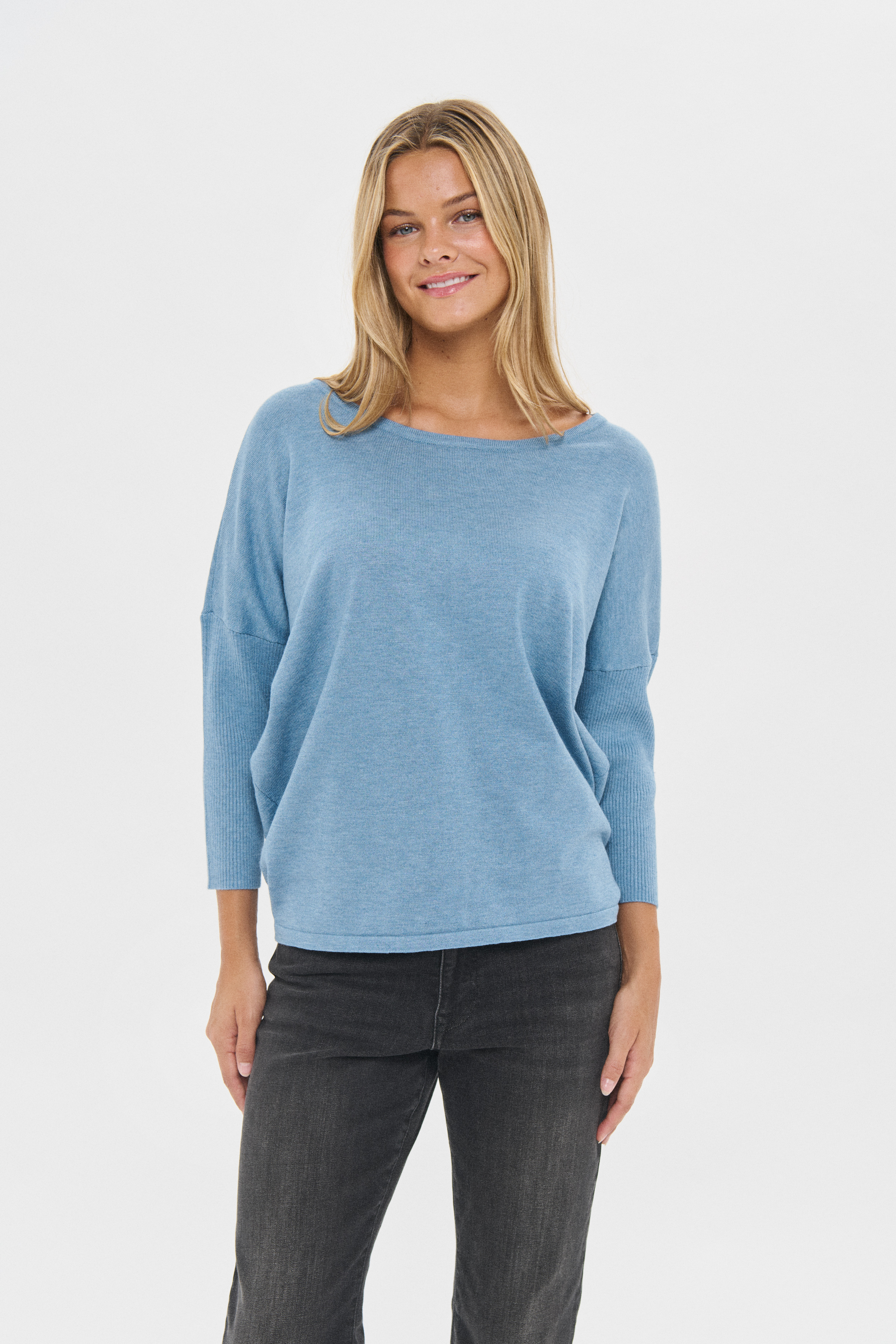 MilaSZ R-Neck Pullover Blue Shadow Melange - 5