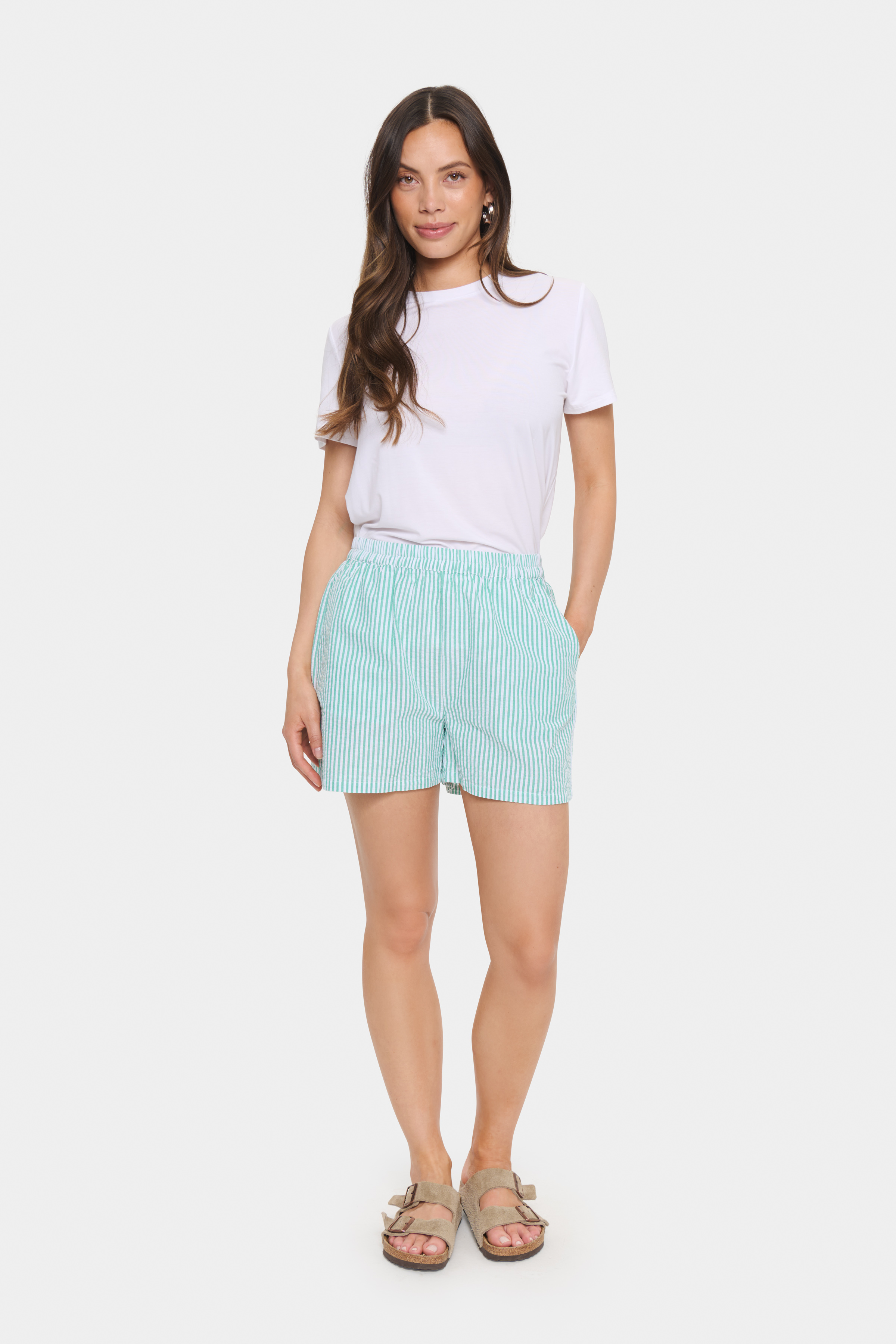 ElmikoSZ Shorts Pistachio Green White Stripe - 4