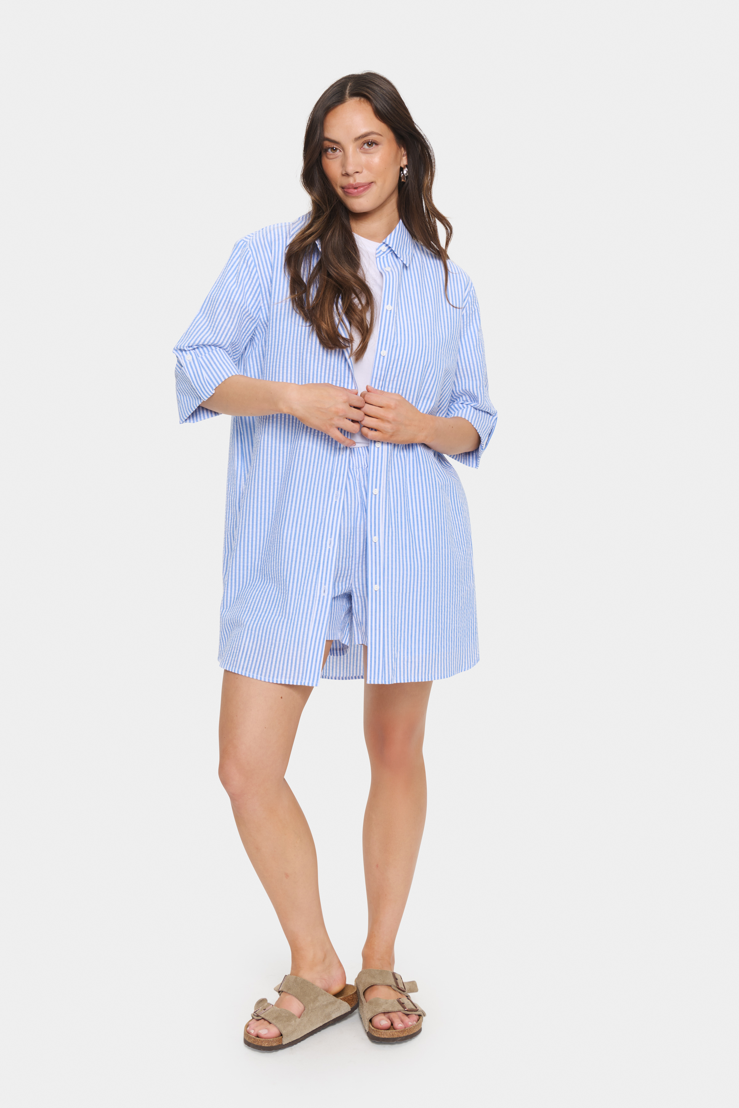 HaddaSZ Tunic Chambray Blue White Stripe - 4