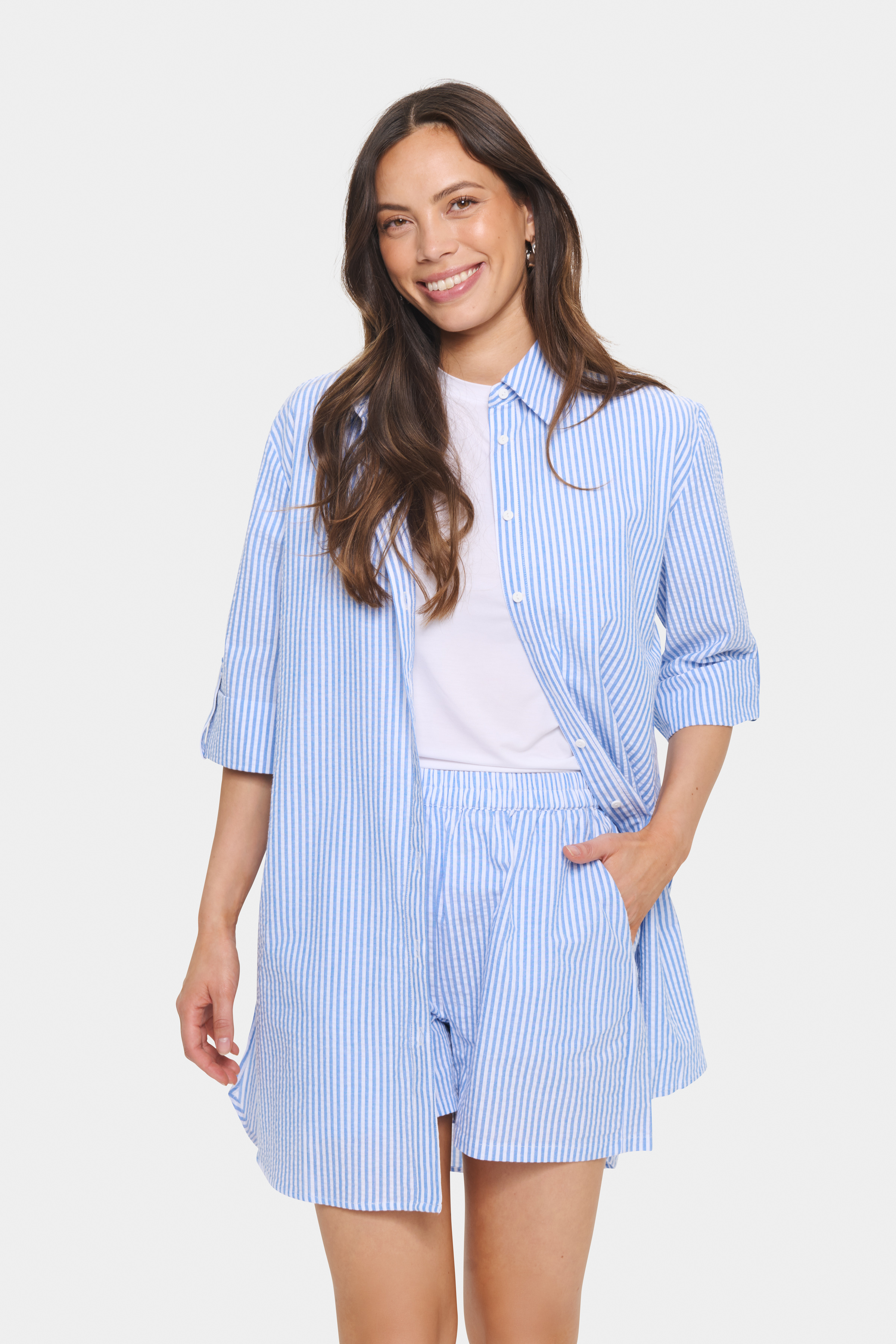 HaddaSZ Tunic Chambray Blue White Stripe - 6
