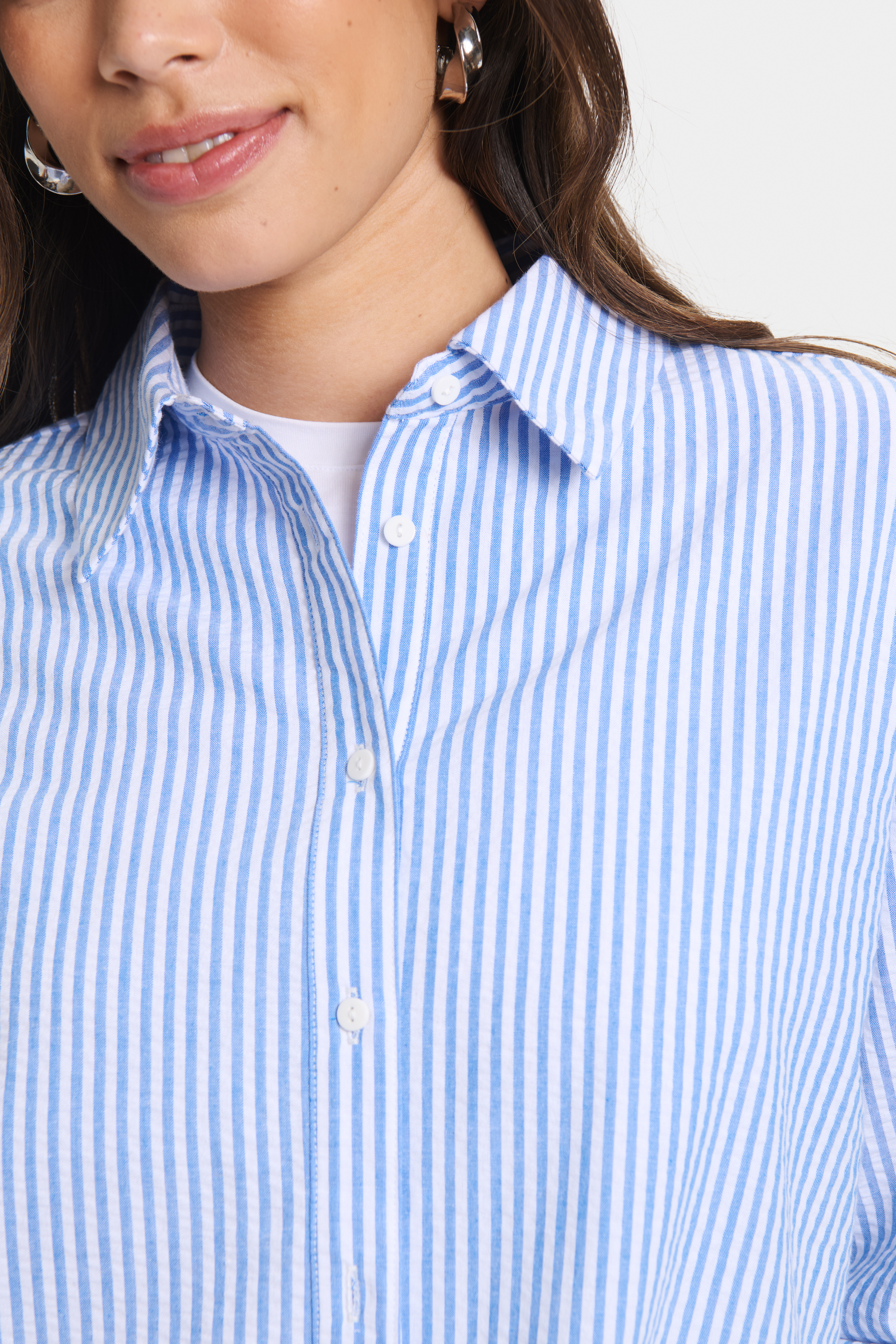 HaddaSZ Tunic Chambray Blue White Stripe - 3