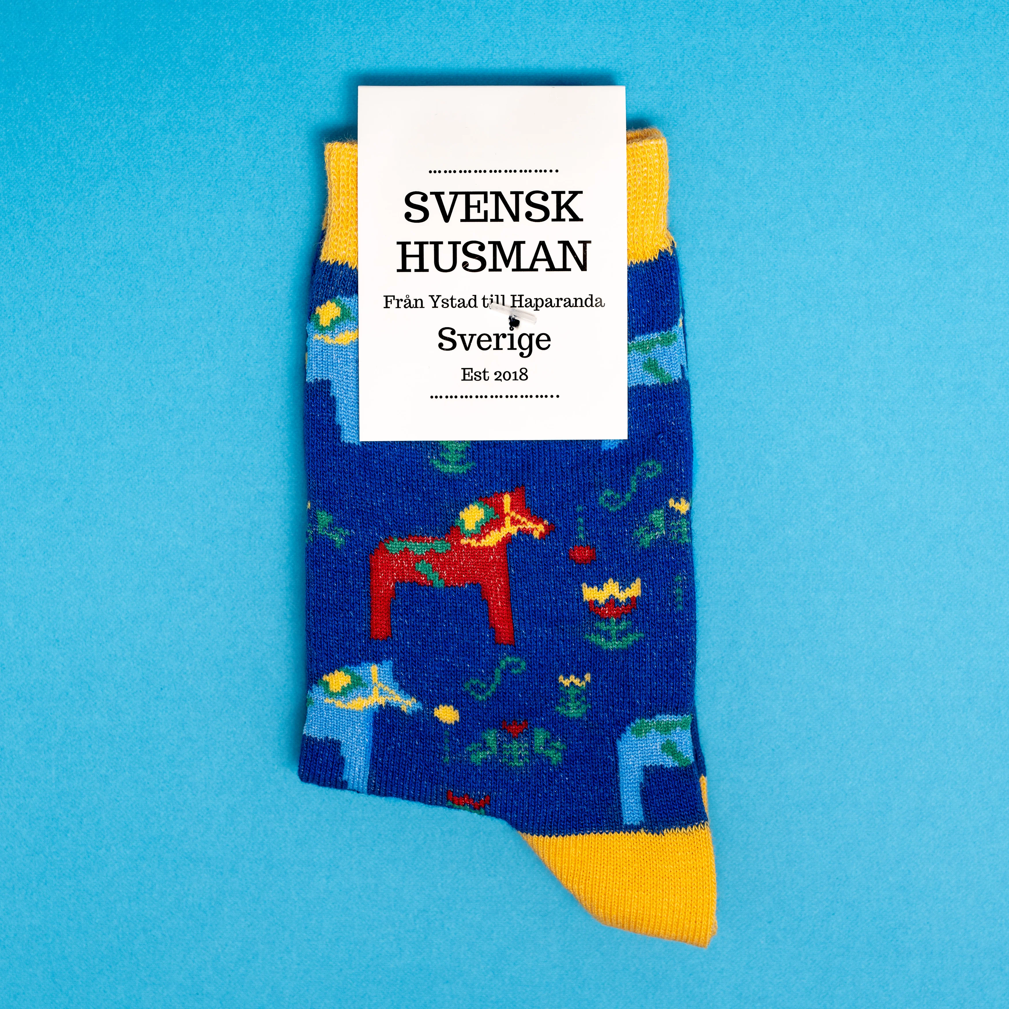 Barnstrumpor Dalahäst Blå 35-38 - 2