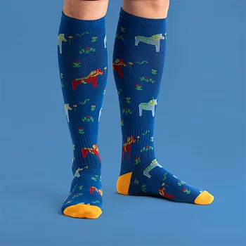 Support Socks Dalarna Horse Blue - 41-45