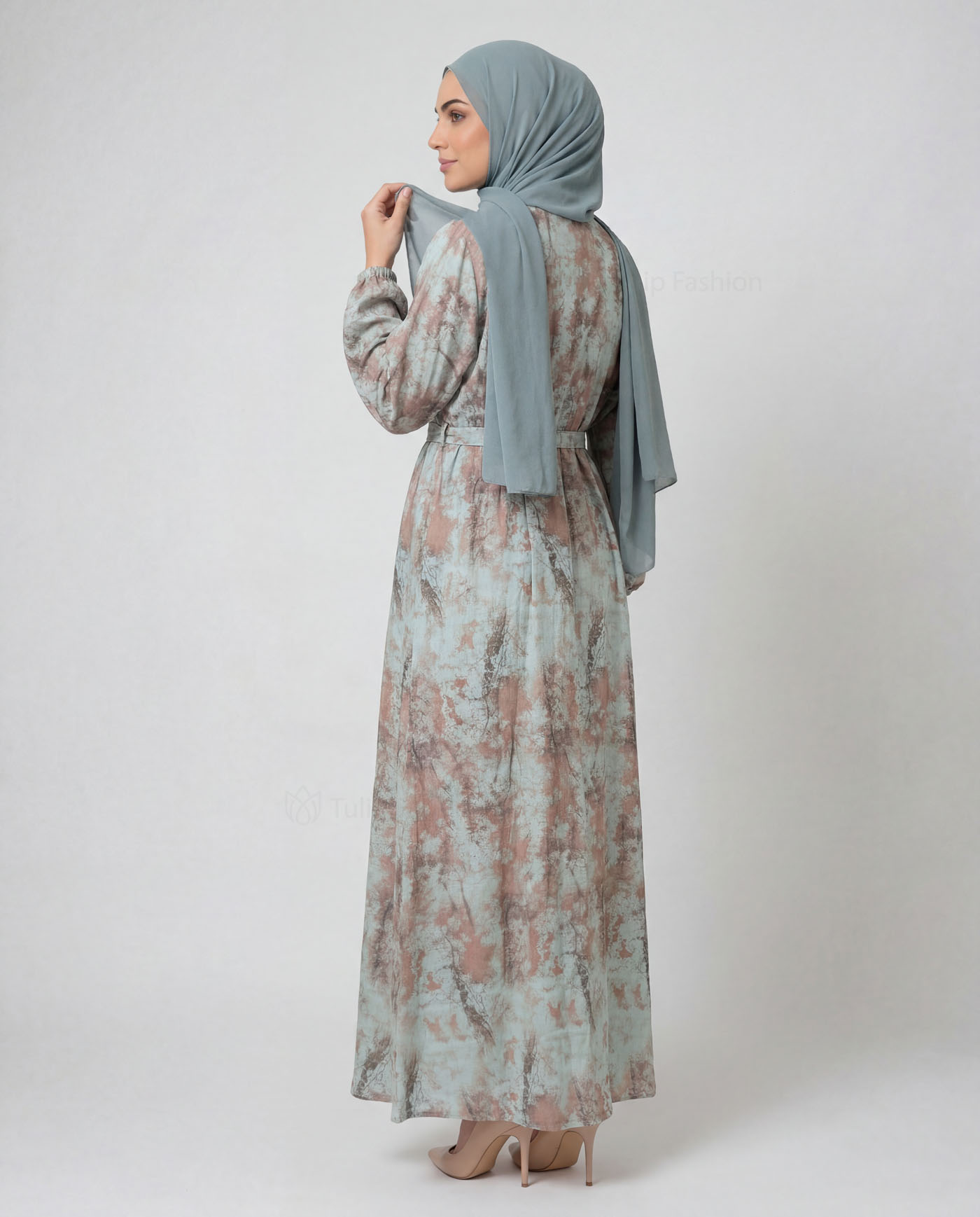 Maxi Dress in Linen fabric - Red - 3