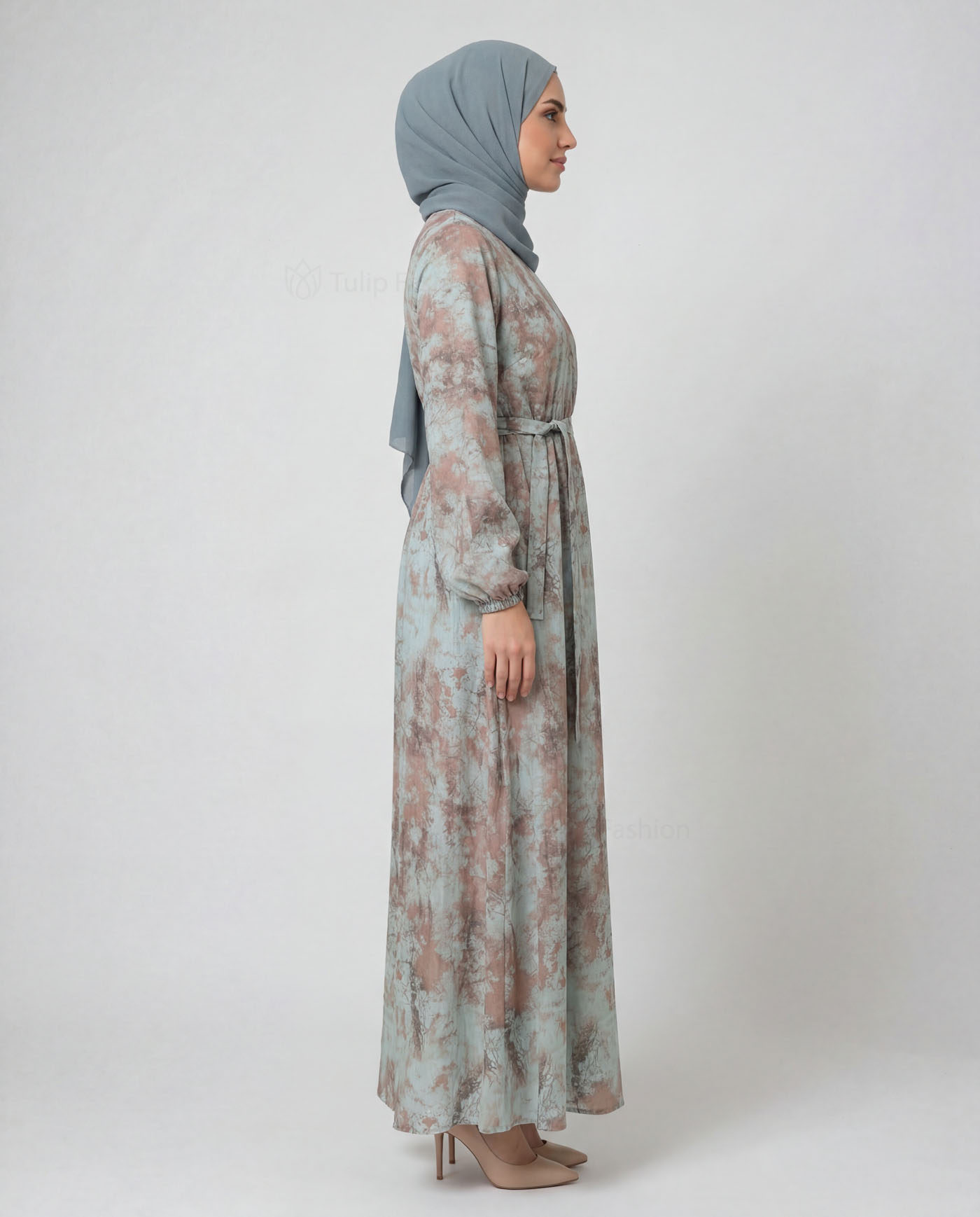 Maxi Dress in Linen fabric - Red - 2