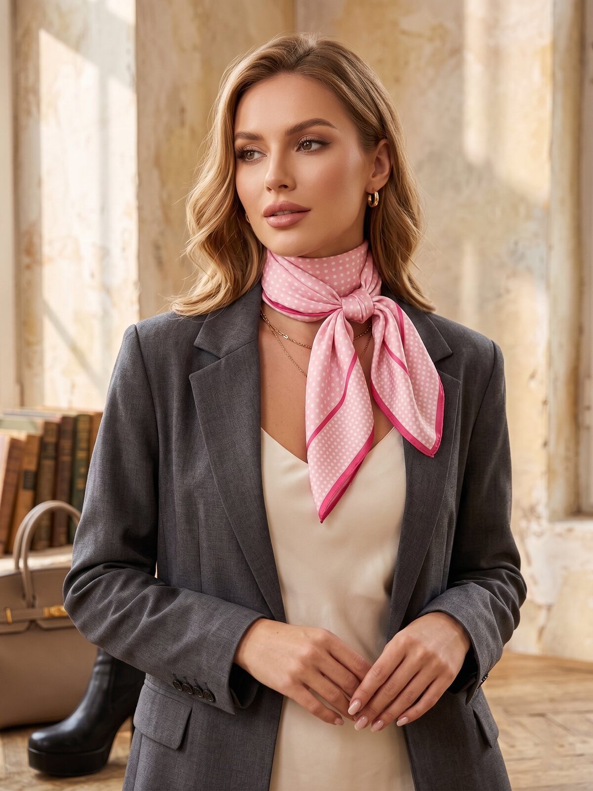 Scarf mini polkadot pink