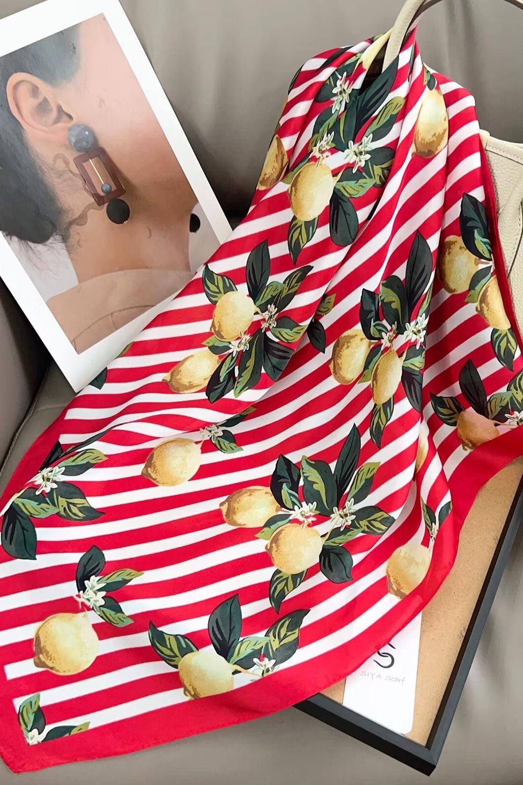 Scarf mini lemons red - 2