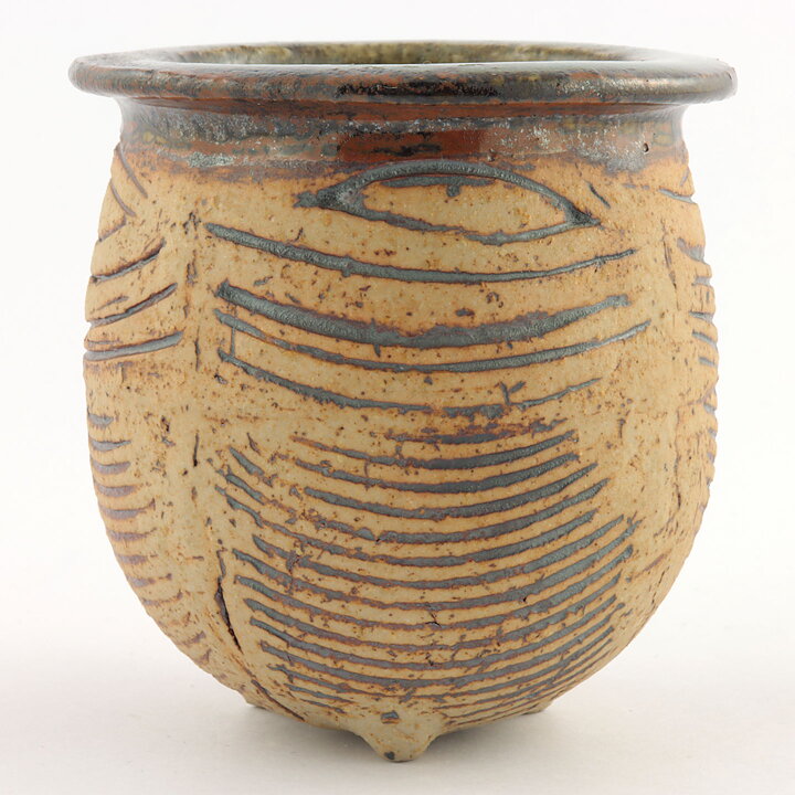 Lisa Larson (1960s) Unique Swelling Vase with with Relief Decor 9 cm