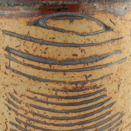Lisa Larson (1960s) Unique Swelling Vase with with Relief Decor 9 cm
