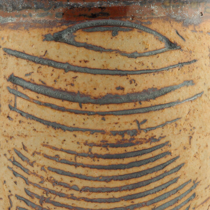 Lisa Larson (1960s) Unique Swelling Vase with with Relief Decor 9 cm